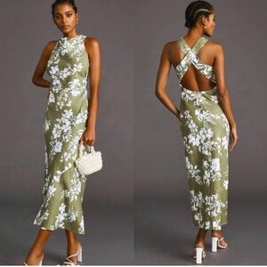 REFORMATION Casette Linen Dress in
Green Motif 6